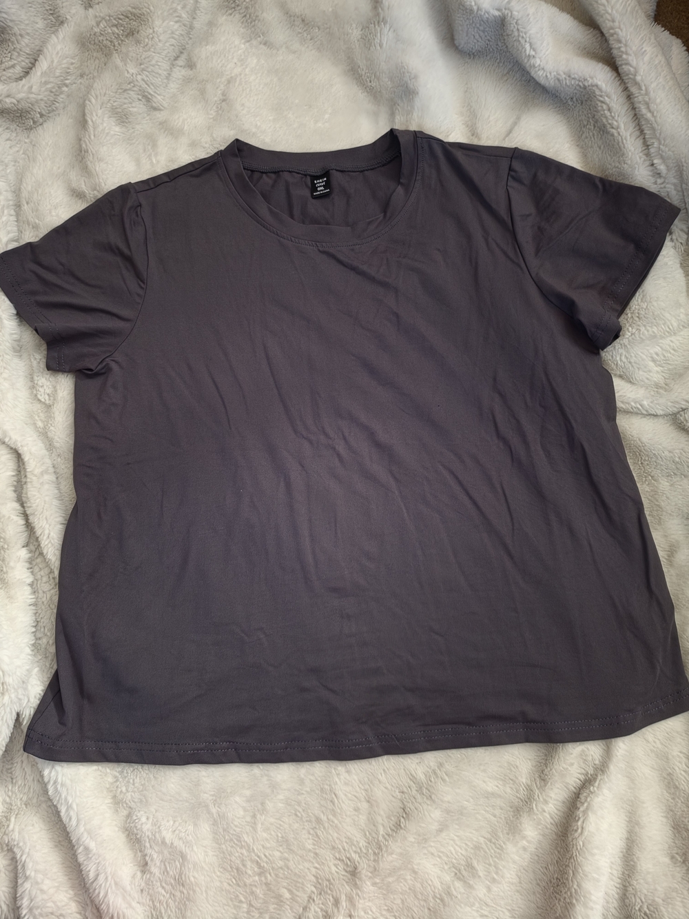 SHEIN Short Sleeve Crewneck Tee - Charcoal
